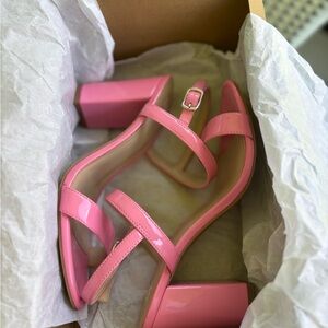 Nordstrom Glossy Pink Block Heel Sandals 8.5